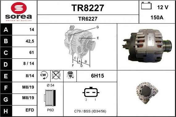 SNRA TR8227 - Alternator autospares.lv