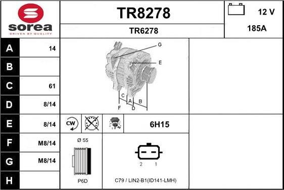 SNRA TR8278 - Alternator autospares.lv