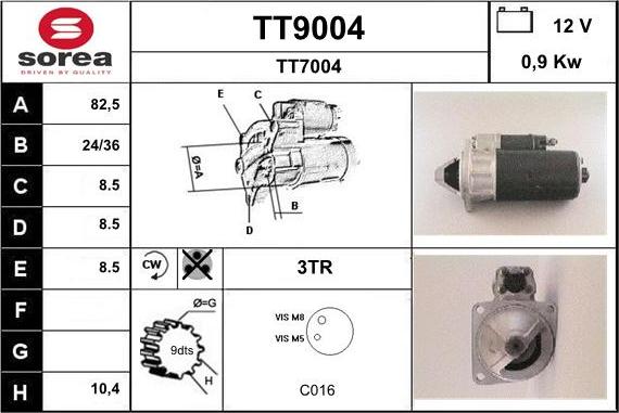 SNRA TT9004 - Starter autospares.lv