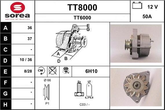 SNRA TT8000 - Alternator autospares.lv