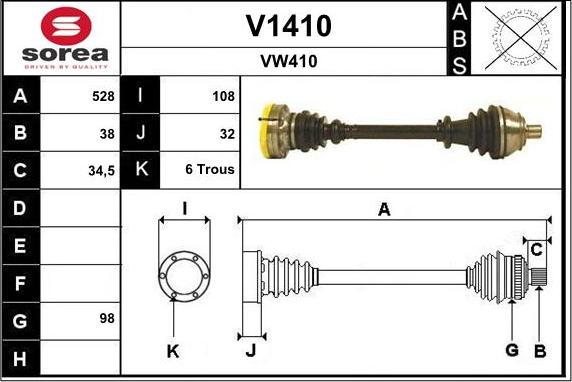 SNRA V1410 - Drive Shaft autospares.lv