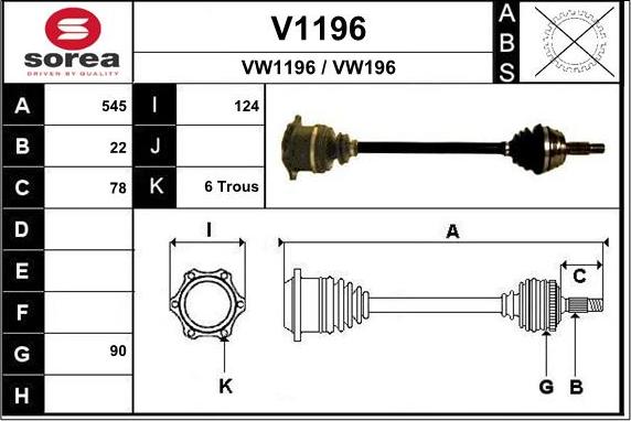 SNRA V1196 - Drive Shaft autospares.lv