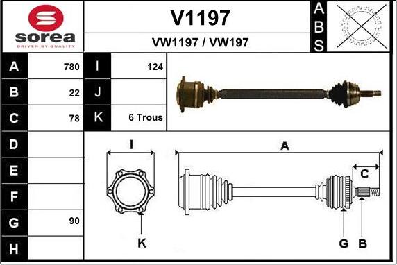 SNRA V1197 - Drive Shaft autospares.lv