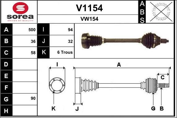 SNRA V1154 - Drive Shaft autospares.lv