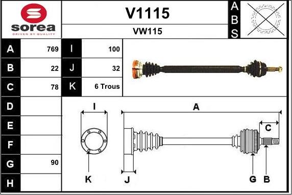 SNRA V1115 - Drive Shaft autospares.lv