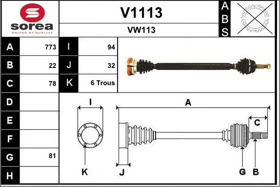 SNRA V1113 - Drive Shaft autospares.lv