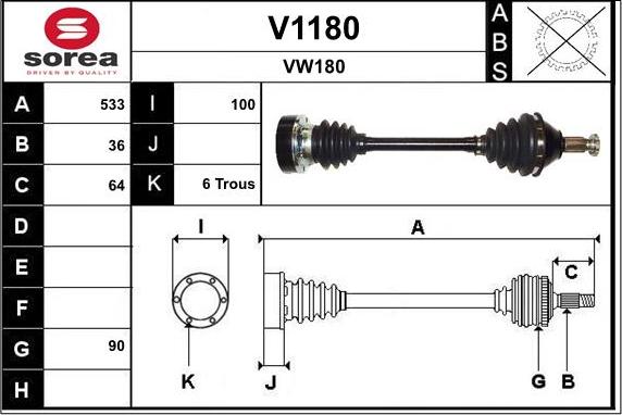 SNRA V1180 - Drive Shaft autospares.lv