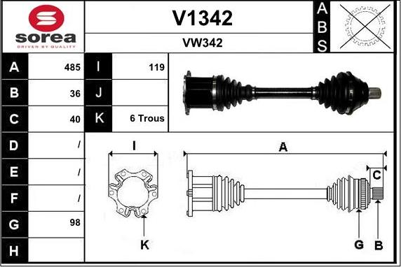 SNRA V1342 - Drive Shaft autospares.lv