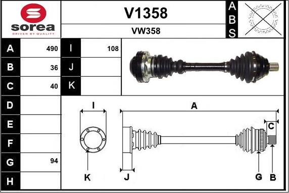 SNRA V1358 - Drive Shaft autospares.lv