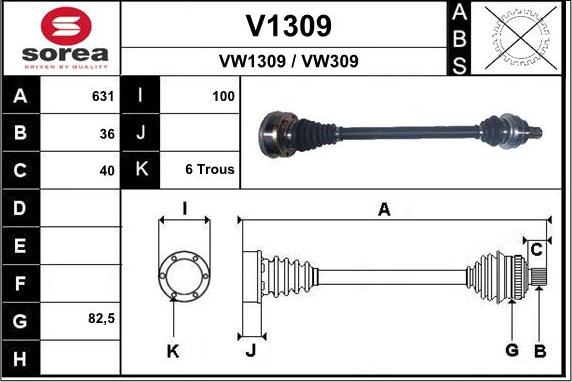 SNRA V1309 - Drive Shaft autospares.lv