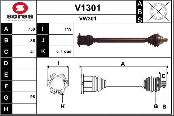 SNRA V1301 - Drive Shaft autospares.lv