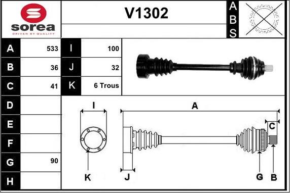 SNRA V1302 - Drive Shaft autospares.lv