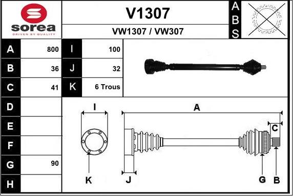 SNRA V1307 - Drive Shaft autospares.lv