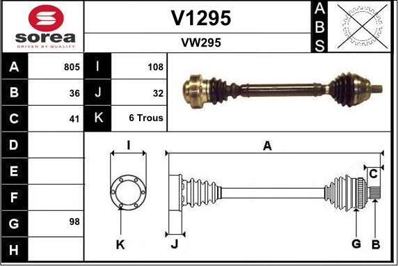 SNRA V1295 - Drive Shaft autospares.lv