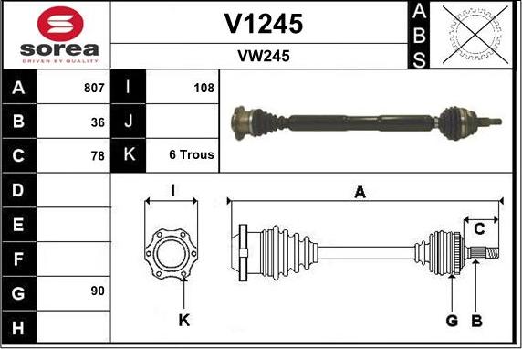 SNRA V1245 - Drive Shaft autospares.lv