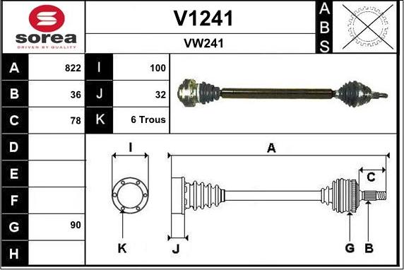 SNRA V1241 - Drive Shaft autospares.lv