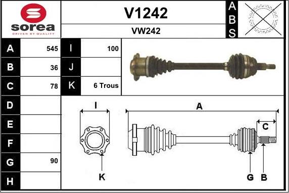 SNRA V1242 - Drive Shaft autospares.lv