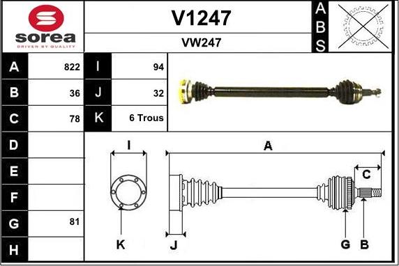 SNRA V1247 - Drive Shaft autospares.lv