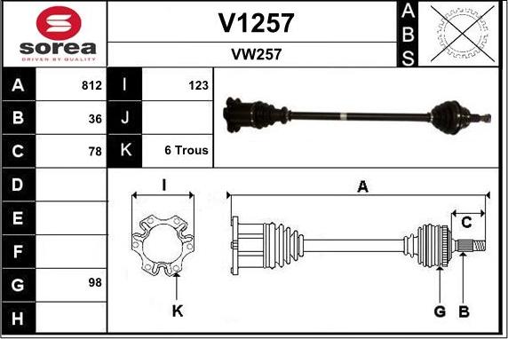 SNRA V1257 - Drive Shaft autospares.lv