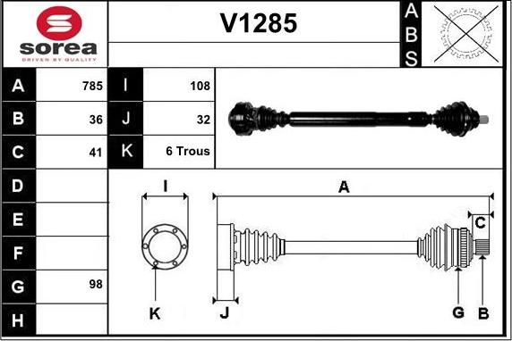 SNRA V1285 - Drive Shaft autospares.lv