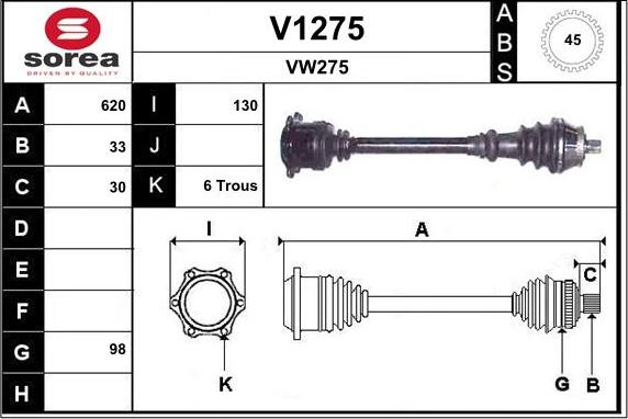 SNRA V1275 - Drive Shaft autospares.lv