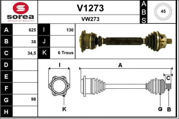 SNRA V1273 - Drive Shaft autospares.lv