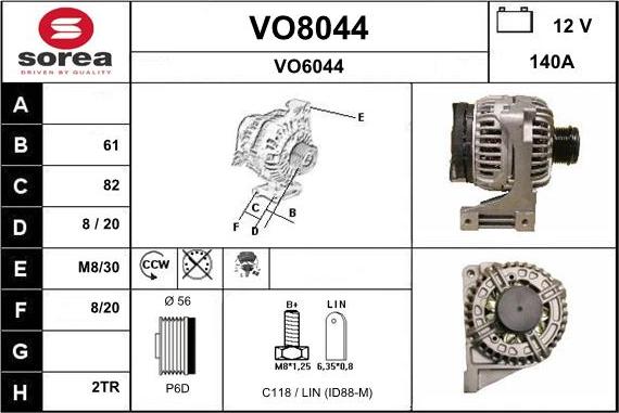 SNRA VO8044 - Alternator autospares.lv