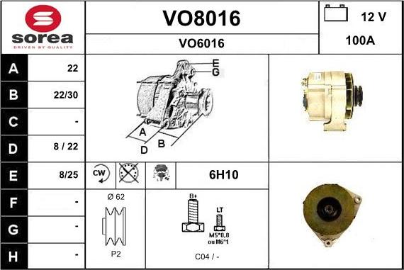 SNRA VO8016 - Alternator autospares.lv