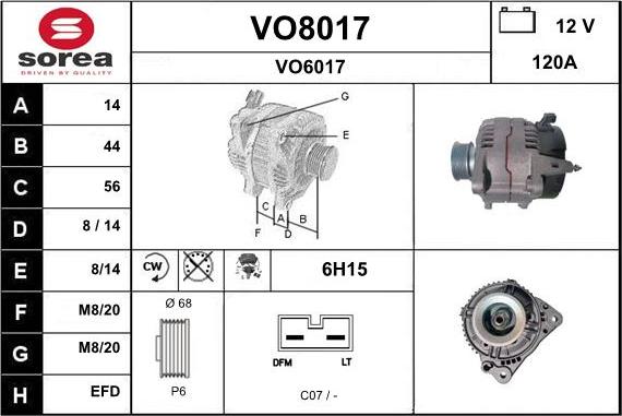 SNRA VO8017 - Alternator autospares.lv