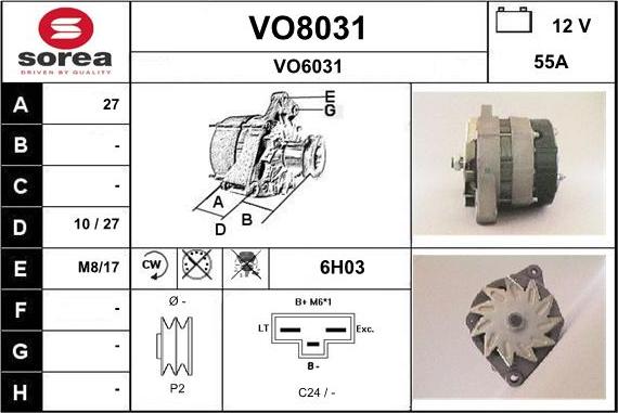 SNRA VO8031 - Alternator autospares.lv