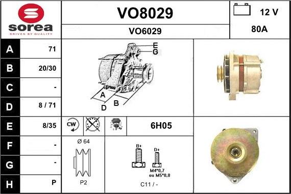 SNRA VO8029 - Alternator autospares.lv