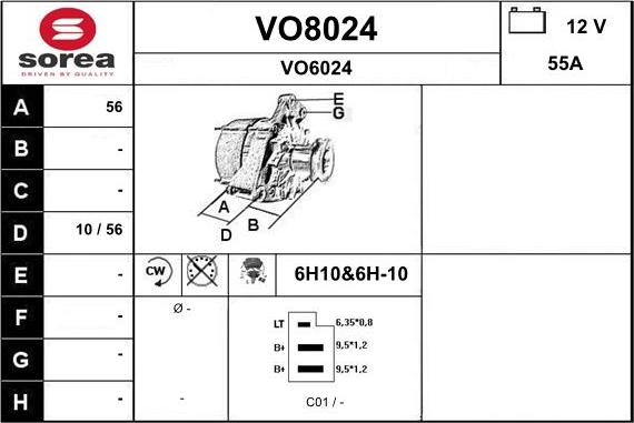 SNRA VO8024 - Alternator autospares.lv