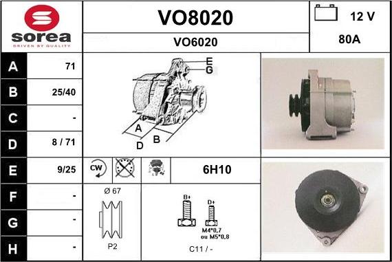 SNRA VO8020 - Alternator autospares.lv