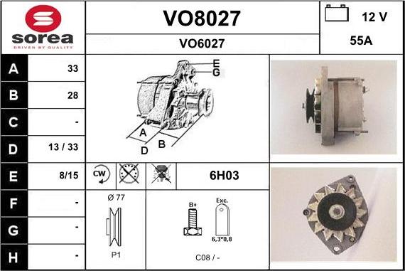 SNRA VO8027 - Alternator autospares.lv