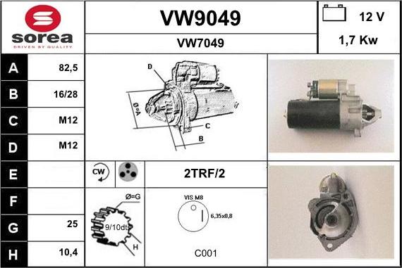 SNRA VW9049 - Starter autospares.lv