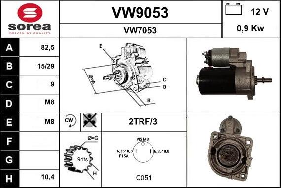 SNRA VW9053 - Starter autospares.lv