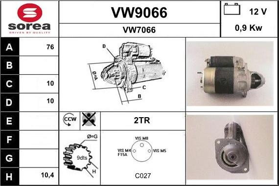 SNRA VW9066 - Starter autospares.lv