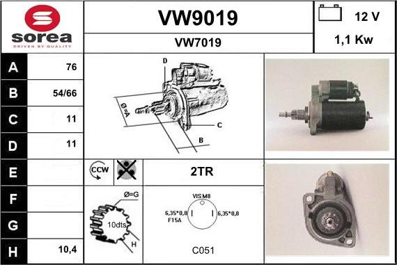 SNRA VW9019 - Starter autospares.lv