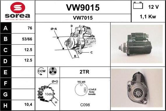 SNRA VW9015 - Starter autospares.lv