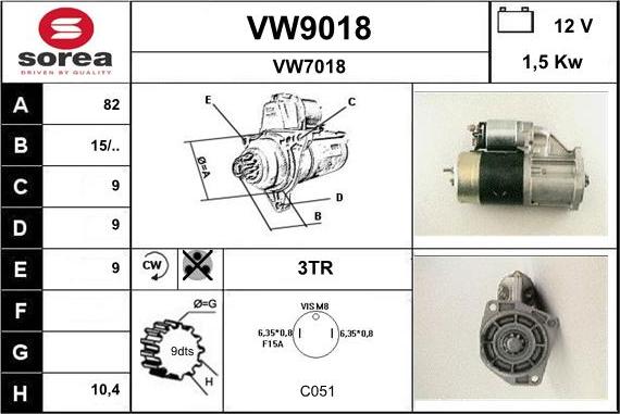 SNRA VW9018 - Starter autospares.lv