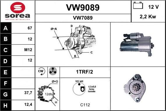 SNRA VW9089 - Starter autospares.lv