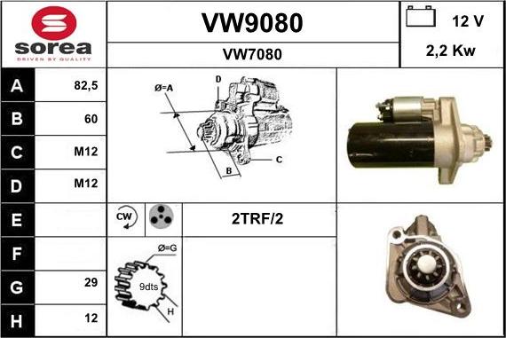 SNRA VW9080 - Starter autospares.lv