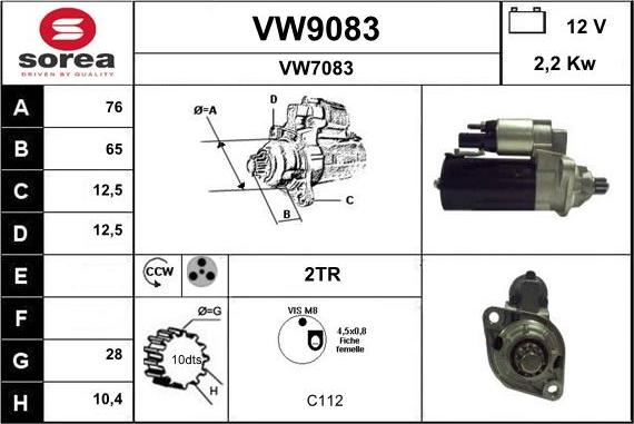 SNRA VW9083 - Starter autospares.lv