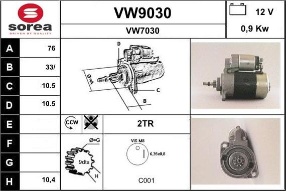 SNRA VW9030 - Starter autospares.lv