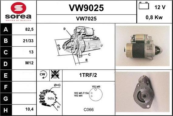 SNRA VW9025 - Starter autospares.lv