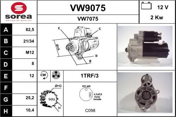 SNRA VW9075 - Starter autospares.lv