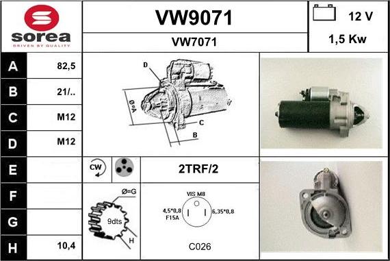SNRA VW9071 - Starter autospares.lv