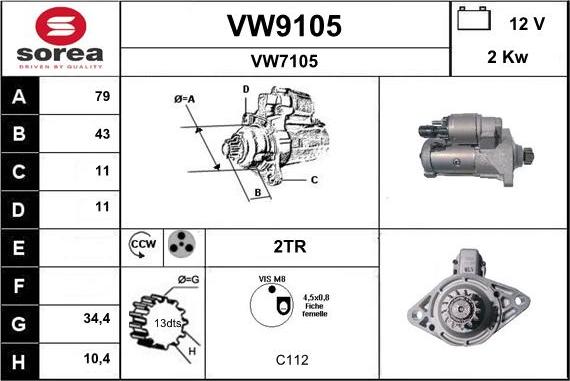 SNRA VW9105 - Starter autospares.lv