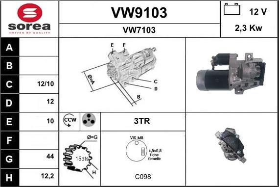 SNRA VW9103 - Starter autospares.lv