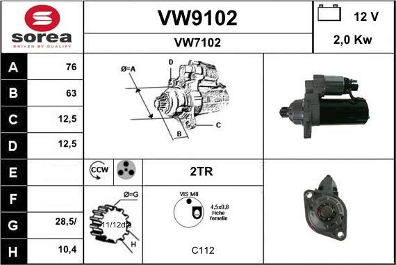 SNRA VW9102 - Starter autospares.lv